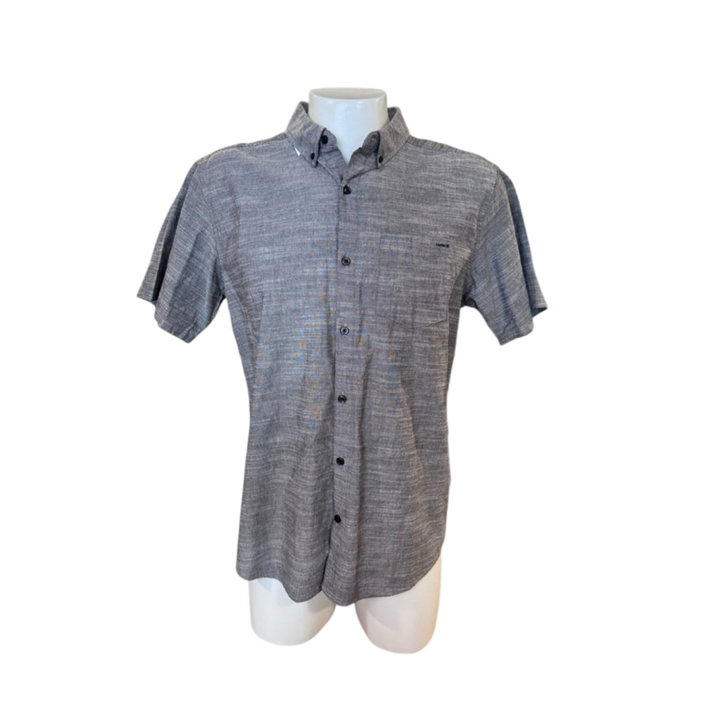 Men's Hurley Casual Button Down Shirt L Gray